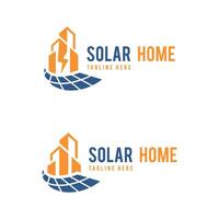 zonne- huis gebouw echt landgoed zonne- energie creatief logo ontwerp sjabloon vector