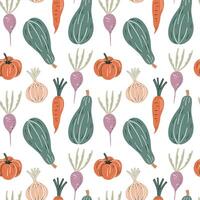 naadloos patroon met hand- getrokken groenten, schattig illustratie. vector