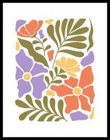 abstract bloemen poster sjabloon. modern modieus matisse minimaal stijl. hand- getrokken ontwerp voor behang, muur decor, afdrukken, ansichtkaart, omslag, sjabloon, spandoek. vector