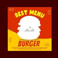 geel en rood sociaal media post sjabloon ontwerp voor hamburger restaurant Promotie vector