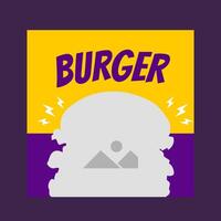 geel en Purper sociaal media post sjabloon ontwerp voor hamburger restaurant Promotie vector