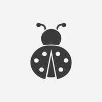 lieveheersbeestje, lieveheersbeestje icoon vlak ontwerp vector