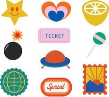 10 retro sticker vector