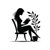 vrouw lezing boek silhouet illustratie vector