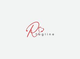 handtekening r brief logo ontwerp met liefde. liefde r logo vector