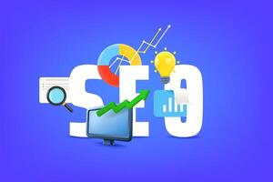 seo optimalisatie concept. illustratie met 3d elementen vector