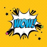 explosie met wow belettering pop-art stijlicoon vector