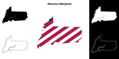 wicomico district, Maryland schets kaart reeks vector