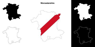 worcestershire blanco schets kaart reeks vector