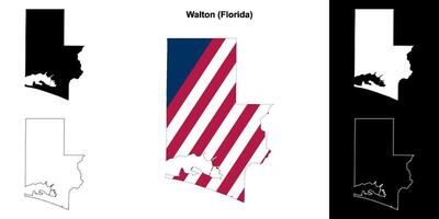 Walton district, Florida schets kaart reeks vector