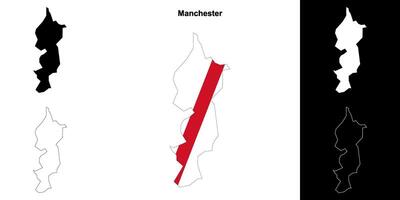 Manchester blanco schets kaart reeks vector