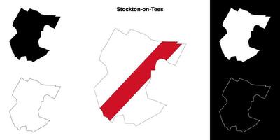 stockton-op-tees blanco schets kaart reeks vector