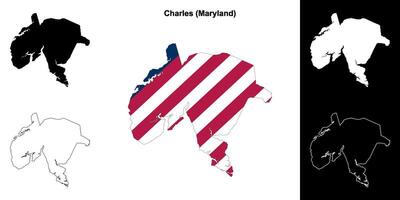 Charles district, Maryland schets kaart reeks vector