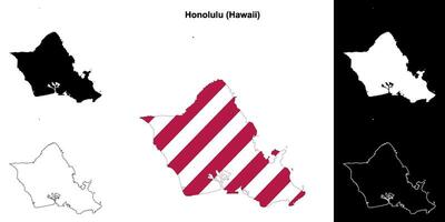 Honolulu district, Hawaii schets kaart reeks vector