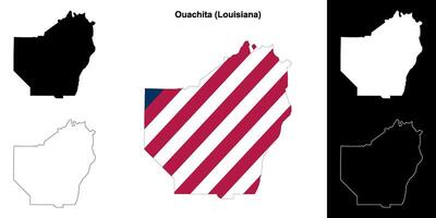 ouachita parochie, Louisiana schets kaart reeks vector