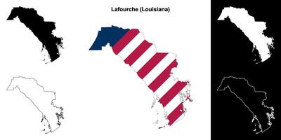 lafourche parochie, Louisiana schets kaart reeks vector