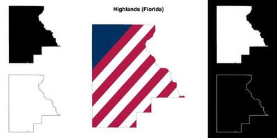 hooglanden district, Florida schets kaart reeks vector