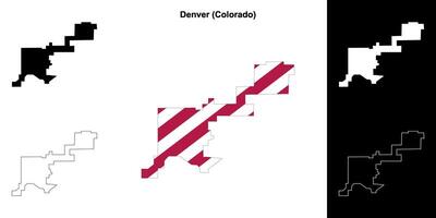 denver district, Colorado schets kaart reeks vector