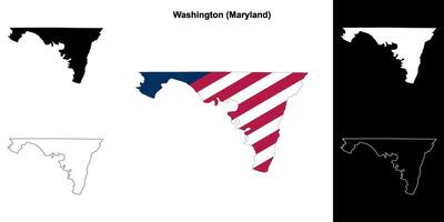 Washington district, Maryland schets kaart reeks vector