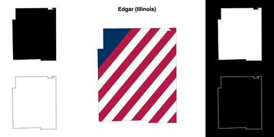 edgar district, Illinois schets kaart reeks vector