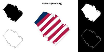 nicholas district, Kentucky schets kaart reeks vector