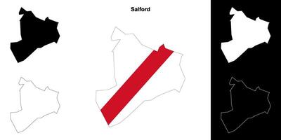 Salford blanco schets kaart reeks vector