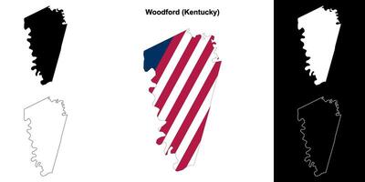 Woodford district, Kentucky schets kaart reeks vector