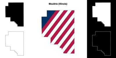 moultrie district, Illinois schets kaart reeks vector