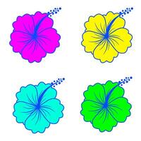 bloemen verzameling met vier hibiscus bloemen. vector