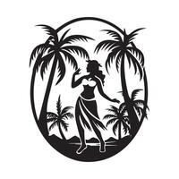 Hawaii hula danser Aan wit achtergrond vector