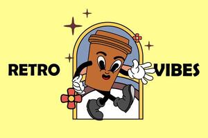 retro wijnoogst tekenfilm mascotte vector