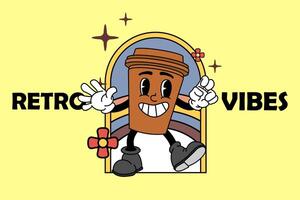 retro wijnoogst tekenfilm mascotte vector