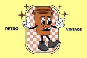 retro wijnoogst tekenfilm mascotte vector