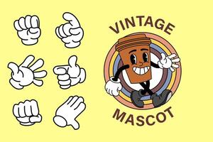 retro wijnoogst tekenfilm mascotte vector