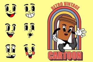 retro wijnoogst tekenfilm mascotte vector