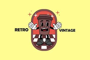 retro wijnoogst tekenfilm mascotte vector
