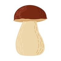 porcini Woud paddestoel. hand- getrokken boletus edulis schimmel. porcini vers eetbaar champignons tekenfilm stijl decor element. cep. koning boleet Aan wit achtergrond. cent bun illustratie vector