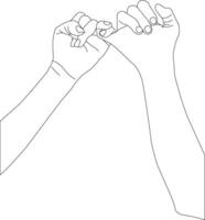 een lijn tekening hand- Holding Aan wit achtergrond vector