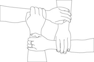 een lijn tekening hand- Holding Aan wit achtergrond vector