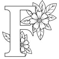 alfabet f kleur bladzijde met de bloem, f brief digitaal schets bloemen kleur bladzijde, abc kleur bladzijde vector