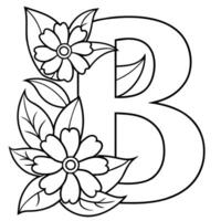 alfabet b kleur bladzijde met de bloem, b brief digitaal schets bloemen kleur bladzijde, abc kleur bladzijde vector