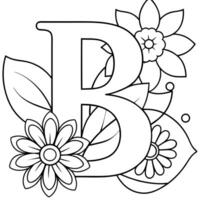 alfabet b kleur bladzijde met de bloem, b brief digitaal schets bloemen kleur bladzijde, abc kleur bladzijde vector