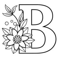 alfabet b kleur bladzijde met de bloem, b brief digitaal schets bloemen kleur bladzijde, abc kleur bladzijde vector