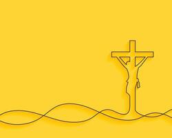 lijn kunst Jezus Christus kruisiging geel achtergrond met tekst ruimte vector