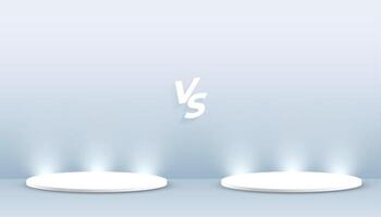 versus Product gevecht banier met 3d podium platform met licht effect vector