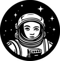 astronaut - zwart en wit geïsoleerd icoon - illustratie vector