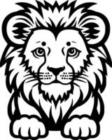 leeuw baby - minimalistische en vlak logo - illustratie vector
