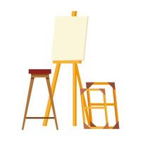 verf klas gereedschap canvas ezel stoel en houten frames