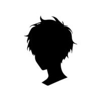 anime hoofd silhouet illustratie met de voorwerp van een koel jong Mens vector