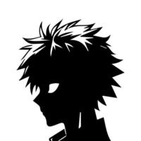 anime hoofd silhouet illustratie met de voorwerp van een koel jong Mens vector